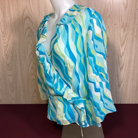 Chadwicks Silk Ruffled mock wrap blouse size 16 - Picture 5 of 8